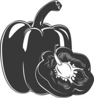 AI generated Silhouette Bell Pepper or Paprika sliced black color only vector