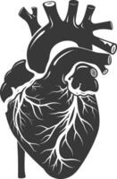 AI generated Silhouette for internal organs of heart black color only vector