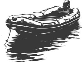 AI generated Silhouette a inflatable boat black color only vector