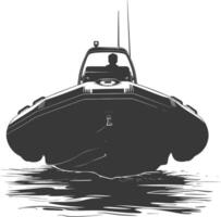 AI generated Silhouette a man driving inflatable boat the boat is traveling black color only vector