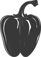 AI generated Silhouette Bell Pepper or Paprika sliced black color only vector