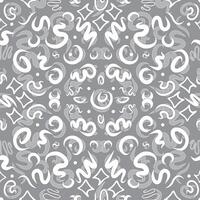 Curvy doodle lines in vector seamless pattern that resembles rug design. Subtle monochrome rug like ornamentation as creative art texture for printing on different surfaces or usage in graphic design.