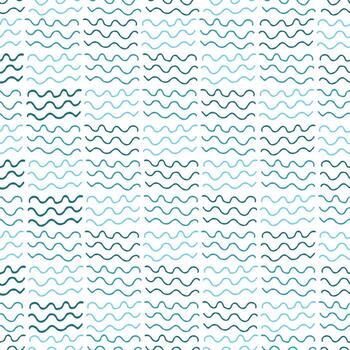 Blue shaded water pictograms arranged in elegant vector seamless pattern. Sea like surface art design for printing on textile, wrapping, package, wallpaper, apparel etc. or use in graphic design.