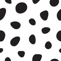 Pebble like black spots arranged in seamless vector pattern. Black stones repeated on white background. Subtle surface art for printing on various surfaces or usage in graphic design projects.