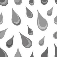 Varying in size hand drawn gray shaded drops isolated on white background vector seamless pattern. Subtle surface art for printing or use in graphic design projects.