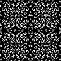 Calligraphy style twisted white lines in vector seamless pattern that resembles carpet design. Subtle monochrome ornamentation for printing on different surfaces or usage in graphic design.