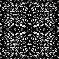 Calligraphy style twisted white lines in vector seamless pattern that resembles carpet design. Subtle monochrome ornamentation for printing on different surfaces or usage in graphic design.