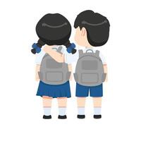 Kid best friends Hugging Back view vector