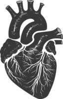 AI generated Silhouette for internal organs of heart black color only vector