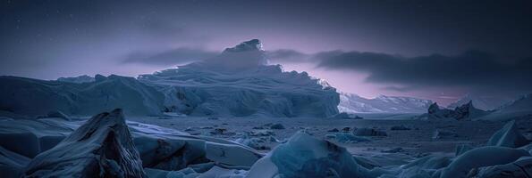 ai generado Antártida glaciar paisaje a noche foto