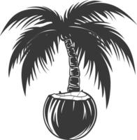 AI generated Silhouette Coconut Fruit black color only vector