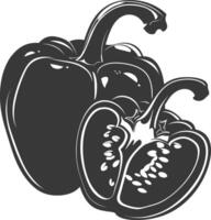 AI generated Silhouette Bell Pepper or Paprika sliced black color only vector