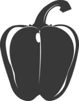 AI generated Silhouette Bell Pepper or Paprika sliced black color only vector