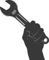 AI generated Silhouette hand holding wrench for construction black color only vector