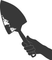 AI generated Silhouette hand holding brick trowel for construction black color only vector