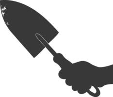 AI generated Silhouette hand holding brick trowel for construction black color only vector