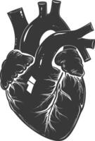 AI generated Silhouette for internal organs of heart black color only vector