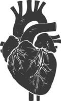 AI generated Silhouette for internal organs of heart black color only vector