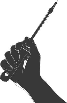 AI generated Silhouette hand holding wrench for construction black color only