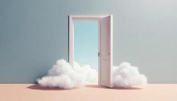 ai generado 3d prestar, resumen mínimo antecedentes con blanco nubes volador fuera el túnel o estudio luz, generado ai foto