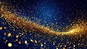 AI generated Abstract background with gold particle, Christmas Golden light shine particles Bokeh Effect Holiday Glitter, Generated AI photo