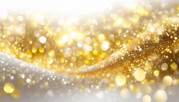 AI generated Abstract background with gold particle, Christmas Golden light shine particles Bokeh Effect Holiday Glitter, Generated AI photo