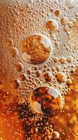 AI generated Ultra close up view of beer texture with foam photo