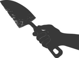 AI generated Silhouette hand holding brick trowel for construction black color only vector