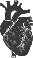 AI generated Silhouette for internal organs of heart black color only vector