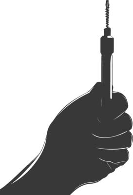 AI generated Silhouette hand holding wrench for construction black color only
