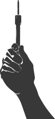 AI generated Silhouette hand holding wrench for construction black color only