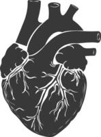 AI generated Silhouette for internal organs of heart black color only vector