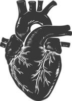 AI generated Silhouette for internal organs of heart black color only vector