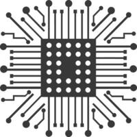 AI generated Silhouette IC or Integrated Circuit single electronic component vector