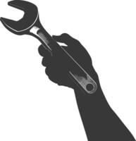 AI generated Silhouette hand holding wrench for construction black color only vector