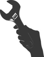 AI generated Silhouette hand holding wrench for construction black color only vector