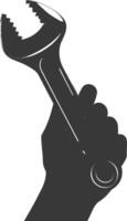 AI generated Silhouette hand holding wrench for construction black color only vector