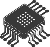 AI generated Silhouette IC or Integrated Circuit single electronic component vector