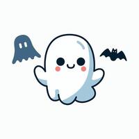 Cute ghost vampire bat isolated cartoon vector illustration