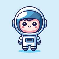 Cute astronaut cartoon vector illustration science technology icon isolated flat design