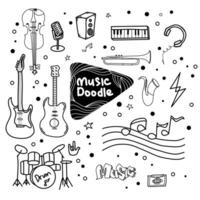 Hand drawn pattern of music doodle Musical instruments in sketch style vector