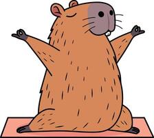 Capybara cartoon yoga pose vector