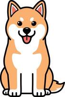 shiba inu linda dibujos animados vector