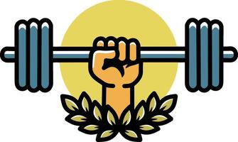 Barbell gym fitness logo design vector