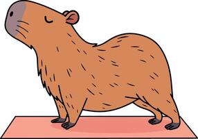 Capybara cartoon yoga pose vector