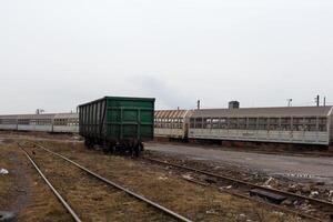 an old wagon on the rails photo