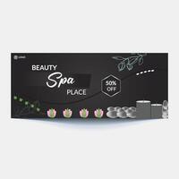 Beauty spa parlous social media banner template. Salon makeup, health care, body massage service promotion cover design with logo and discount. Business promotion modern graphic web pos vector