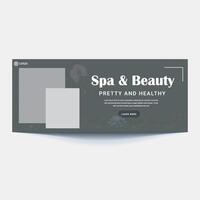 belleza spa alarmante social medios de comunicación bandera modelo. salón constituir, salud cuidado, cuerpo masaje Servicio promoción cubrir diseño con logo y descuento. negocio promoción moderno gráfico web pos vector