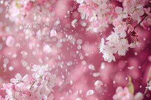 AI generated pure white flowers on a pink background photo