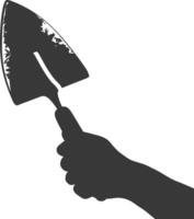 AI generated Silhouette hand holding brick trowel for construction black color only vector